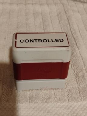 Office Supply-Brother "Controlled" Stamp in White and Red
